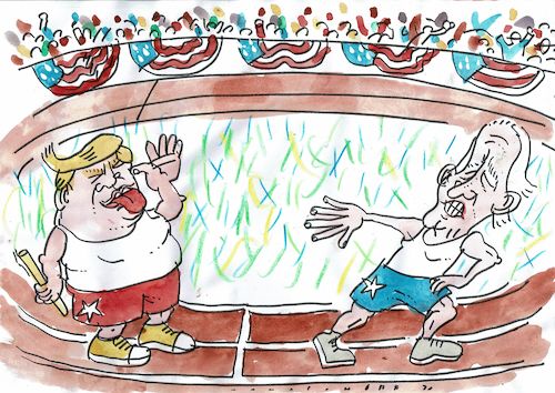 Cartoon: Staffel (medium) by Jan Tomaschoff tagged trump,biden,wahlen,trump,biden,wahlen