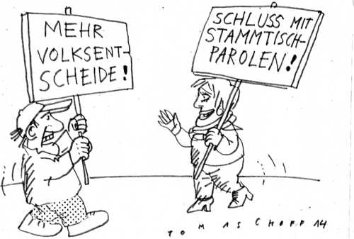 Cartoon: Stammtischparolen (medium) by Jan Tomaschoff tagged volksentscheide,stammtisch,volksentscheide,stammtisch