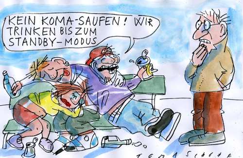 Cartoon: Standby (medium) by Jan Tomaschoff tagged komasaufen,alkohol,alcopops