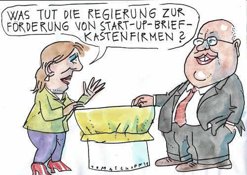 Cartoon: Startup (medium) by Jan Tomaschoff tagged start,up,steuergeld,wirtschaftsförderung,start,up,steuergeld,wirtschaftsförderung