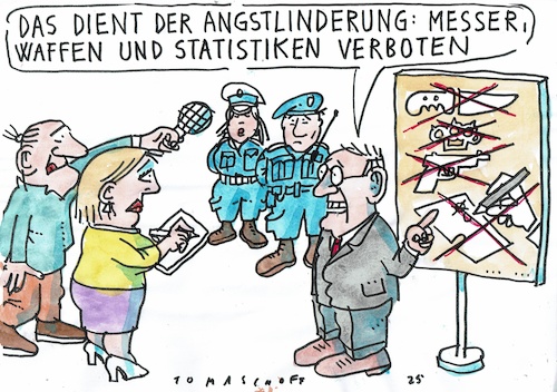 Cartoon: Statistik (medium) by Jan Tomaschoff tagged gawalt,polizei,statistik,waffen,messer,gawalt,polizei,statistik,waffen,messer