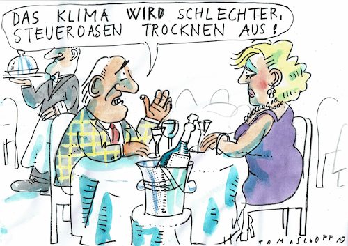 Cartoon: Steueroasen (medium) by Jan Tomaschoff tagged klima,steuern,hinterziehung,klima,steuern,hinterziehung