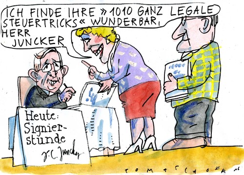 Cartoon: Steuertricks (medium) by Jan Tomaschoff tagged steuern,luxemburg,juncker,steuern,luxemburg,juncker