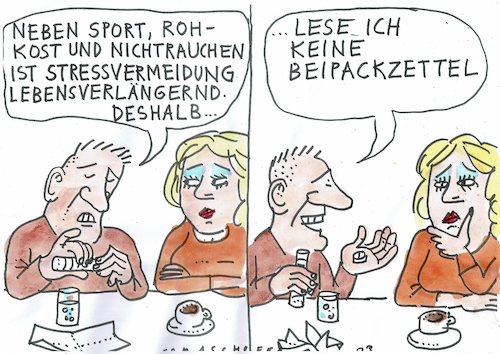 Cartoon: Stress (medium) by Jan Tomaschoff tagged risiken,nebenwirkungen,medikamente,risiken,nebenwirkungen,medikamente