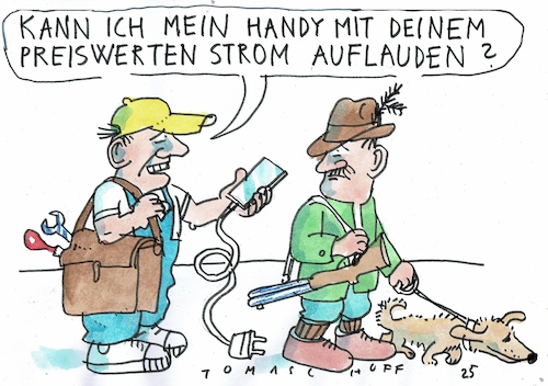 Cartoon: Strom (medium) by Jan Tomaschoff tagged strom,kosten,forstwirtschaft,handwerk,strom,kosten,forstwirtschaft,handwerk