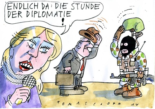 Cartoon: Stunde der Diplomatie (medium) by Jan Tomaschoff tagged konflikte,unkraine,konflikte,unkraine