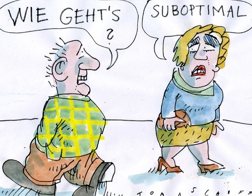 Cartoon: suboptimal (medium) by Jan Tomaschoff tagged phrasen,small,talk,phrasen,small,talk