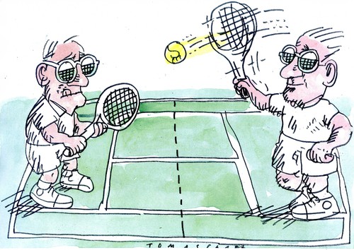 Cartoon: Tennis (medium) by Jan Tomaschoff tagged sport,alter,tennis,alter,tennis,sport