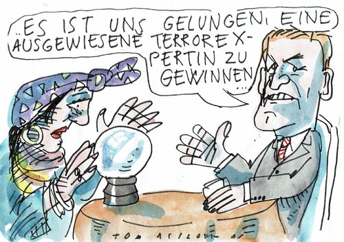 Cartoon: Terrorexpertin (medium) by Jan Tomaschoff tagged terror,angst,terror,angst