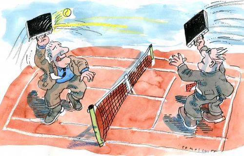 Cartoon: Tie Break (medium) by Jan Tomaschoff tagged tennis,sports,business