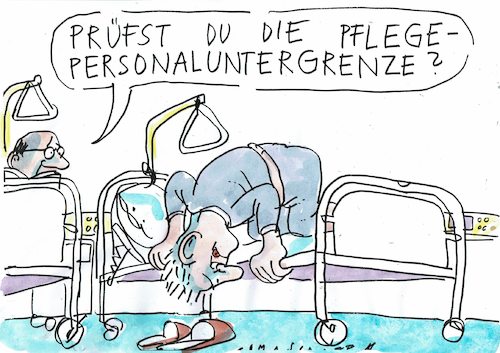 Cartoon: Untergrenze (medium) by Jan Tomaschoff tagged pflegenotstand,krankenhaus,pflegenotstand,krankenhaus