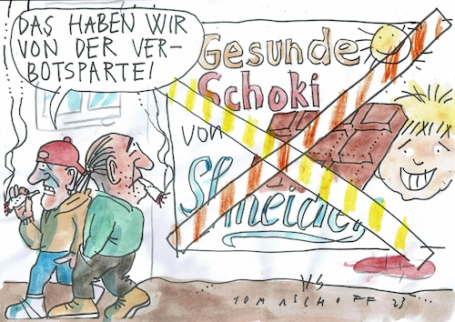 Cartoon: Verbot (medium) by Jan Tomaschoff tagged gesundheit,zucker,cannabis,gesundheit,zucker,cannabis