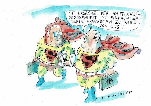 Cartoon: Verdrossenheit (medium) by Jan Tomaschoff tagged politiker,versprechen,politiker,versprechen