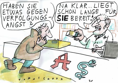 Cartoon: Verfolgungsangst (medium) by Jan Tomaschoff tagged gesundheit,daten,verfolgungsangst,gesundheit,daten,verfolgungsangst