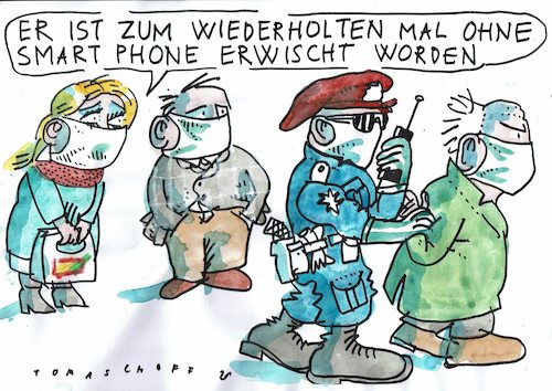 Cartoon: Vergehen (medium) by Jan Tomaschoff tagged treacking,app,handy,corona,treacking,app,handy,corona