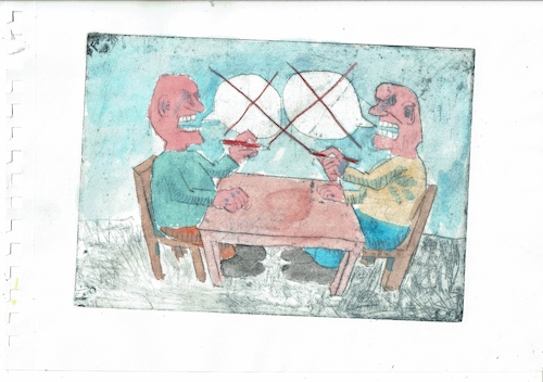 Cartoon: Verhandlung (medium) by Jan Tomaschoff tagged konflikt,verhandlung,diplomatie,streitkultur,konflikt,verhandlung,diplomatie,streitkultur