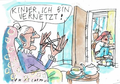 Cartoon: vernetzt (medium) by Jan Tomaschoff tagged internet,technik,alter,senioren,internet,technik,alter,senioren