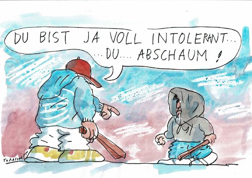 Cartoon: Verrohung (medium) by Jan Tomaschoff tagged intoleranz,hass,populismus,intoleranz,hass,populismus
