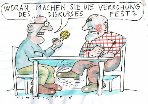 Cartoon: Verrohung (medium) by Jan Tomaschoff tagged streitkultur,streitkultur