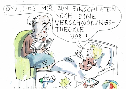 Cartoon: Verschörungstheorie (medium) by Jan Tomaschoff tagged verschwörung,lüge,wahrheit,verschwörung,lüge,wahrheit