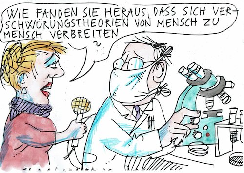 Cartoon: Verschwörungstheorien (medium) by Jan Tomaschoff tagged verschwörungstheorien,epidemie,coronavirus,verschwörungstheorien,epidemie,coronavirus