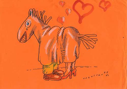 Cartoon: Versteck (medium) by Jan Tomaschoff tagged versteck,versteck,verstecken,pferde,pferd,liebe,lieben,küssen