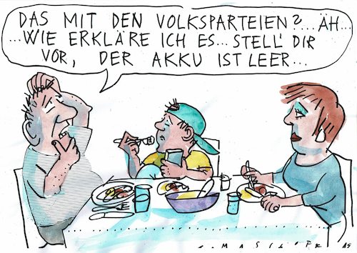 Cartoon: Volksparteien (medium) by Jan Tomaschoff tagged poltikverdrossenheit,volksparteien,jugend,poltikverdrossenheit,volksparteien,jugend
