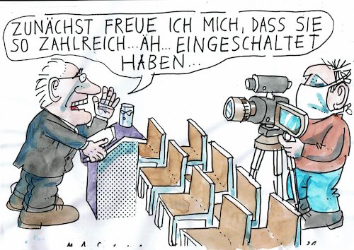 Cartoon: Vortrag (medium) by Jan Tomaschoff tagged pandemie,distancing,pandemie,distancing