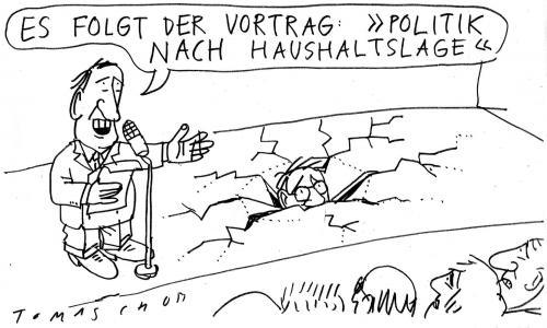 Cartoon: Vortrag (medium) by Jan Tomaschoff tagged staatshaushalt,schulden,verschuldung
