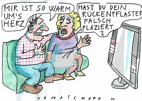 Cartoon: Wärme (medium) by Jan Tomaschoff tagged rücken,pflaster,herz,rücken,pflaster,herz