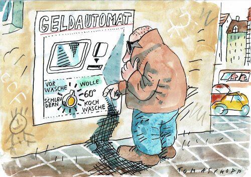 Cartoon: Wäsche (medium) by Jan Tomaschoff tagged geld,geldwäsche,bank,geld,geldwäsche,bank
