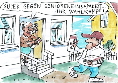 Cartoon: Wahlkampf (medium) by Jan Tomaschoff tagged wahlen,wahlkampf,einsamkeit,alter,wahlen,wahlkampf,einsamkeit,alter