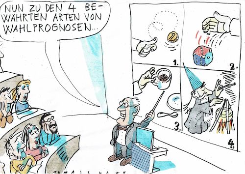 Cartoon: Wahlprognosen (medium) by Jan Tomaschoff tagged wahl,prognosen,umfragen,wahl,prognosen,umfragen
