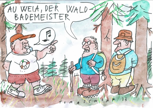 Cartoon: Waldbademeister (medium) by Jan Tomaschoff tagged waldbaden,natur,idealisierung,waldbaden,natur,idealisierung