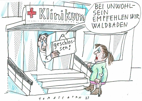 Cartoon: Waldbaden (medium) by Jan Tomaschoff tagged krankenhausreform,schliessung,krankenhausreform,schliessung