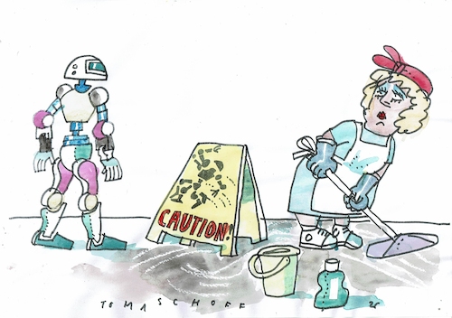 Cartoon: Warnung (medium) by Jan Tomaschoff tagged humanoide,roboter,modernisierung,digitalisiserung,humanoide,roboter,modernisierung,digitalisiserung