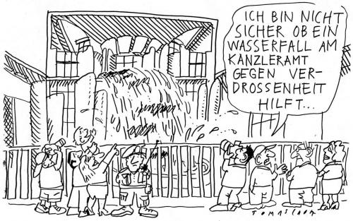 Cartoon: Wasserfall (medium) by Jan Tomaschoff tagged wasserfall,kanzleramt,politikverdrossenheit