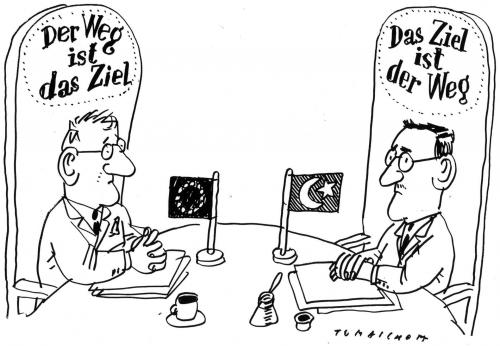 Cartoon: Weg und Ziel (medium) by Jan Tomaschoff tagged europa,türkei,eu