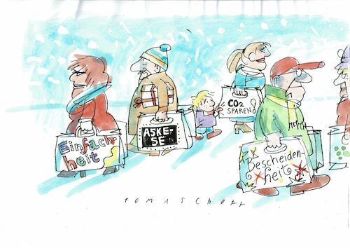 Cartoon: Weihnacht14 (medium) by Jan Tomaschoff tagged bescheifdenheit,askese,bescheifdenheit,askese