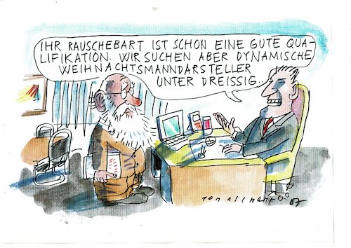 Cartoon: Weihnacht 8 (medium) by Jan Tomaschoff tagged weihnachtsmann,job,alter,weihnachtsmann,job,alter