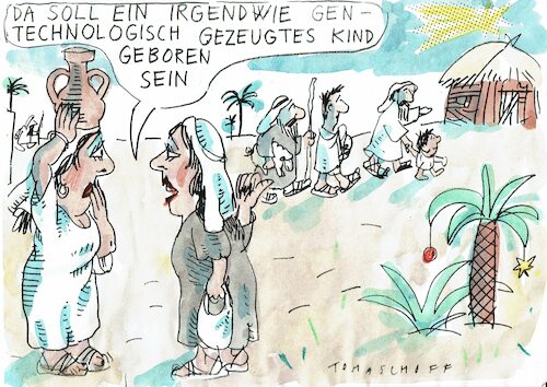 Cartoon: Weihnachten13 (medium) by Jan Tomaschoff tagged gentechnologie,kind,jesus,gentechnologie,kind,jesus