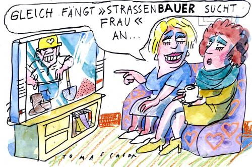 Cartoon: Wer sucht... (medium) by Jan Tomaschoff tagged bauer,sucht,frau,tv,show