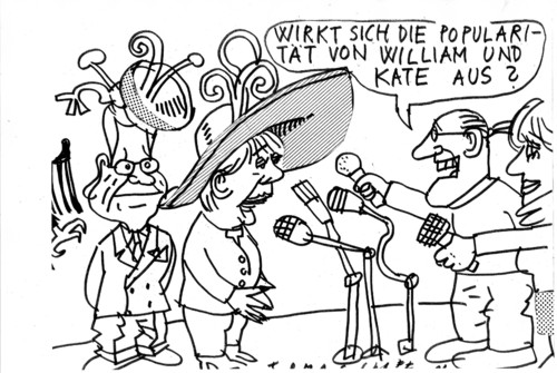 Cartoon: willam und kate (medium) by Jan Tomaschoff tagged willam,kate,royal,wedding,pupularität,wahn,queen,england,willam,kate,royal wedding,popularität,wahn,queen,england,royal,wedding