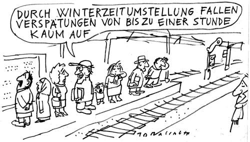 Cartoon: Winterzeit (medium) by Jan Tomaschoff tagged verspätungen,db,deutsche,bahn