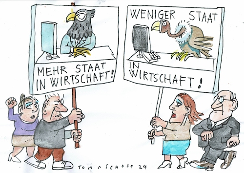 Cartoon: Wirtschaft (medium) by Jan Tomaschoff tagged wirtschaft,merkt,staat,wirtschaft,merkt,staat