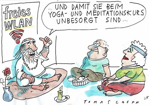 Cartoon: WLan (medium) by Jan Tomaschoff tagged internet,meditation,ablenkung,internet,meditation,ablenkung