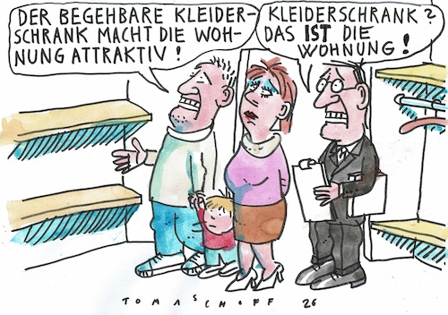 Cartoon: Wohnung (medium) by Jan Tomaschoff tagged wohnungsnot,beengung,wohnungsnot,beengung