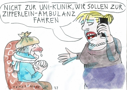 Cartoon: Zipperlein (medium) by Jan Tomaschoff tagged medizin,notfall,erkäktung,medizin,notfall,erkäktung
