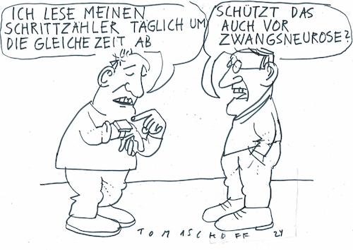 Cartoon: Zwang (medium) by Jan Tomaschoff tagged smart,watch,gesundheit,zwang,smart,watch,gesundheit,zwang