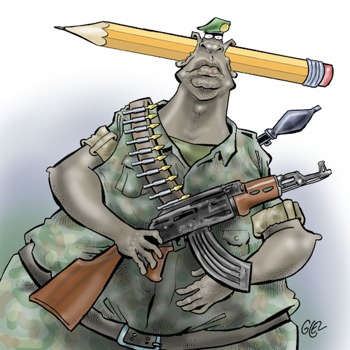 Cartoon: Cartoon and army (medium) by Damien Glez tagged cartoon,army,military,coup,cartoon,army,military,coup